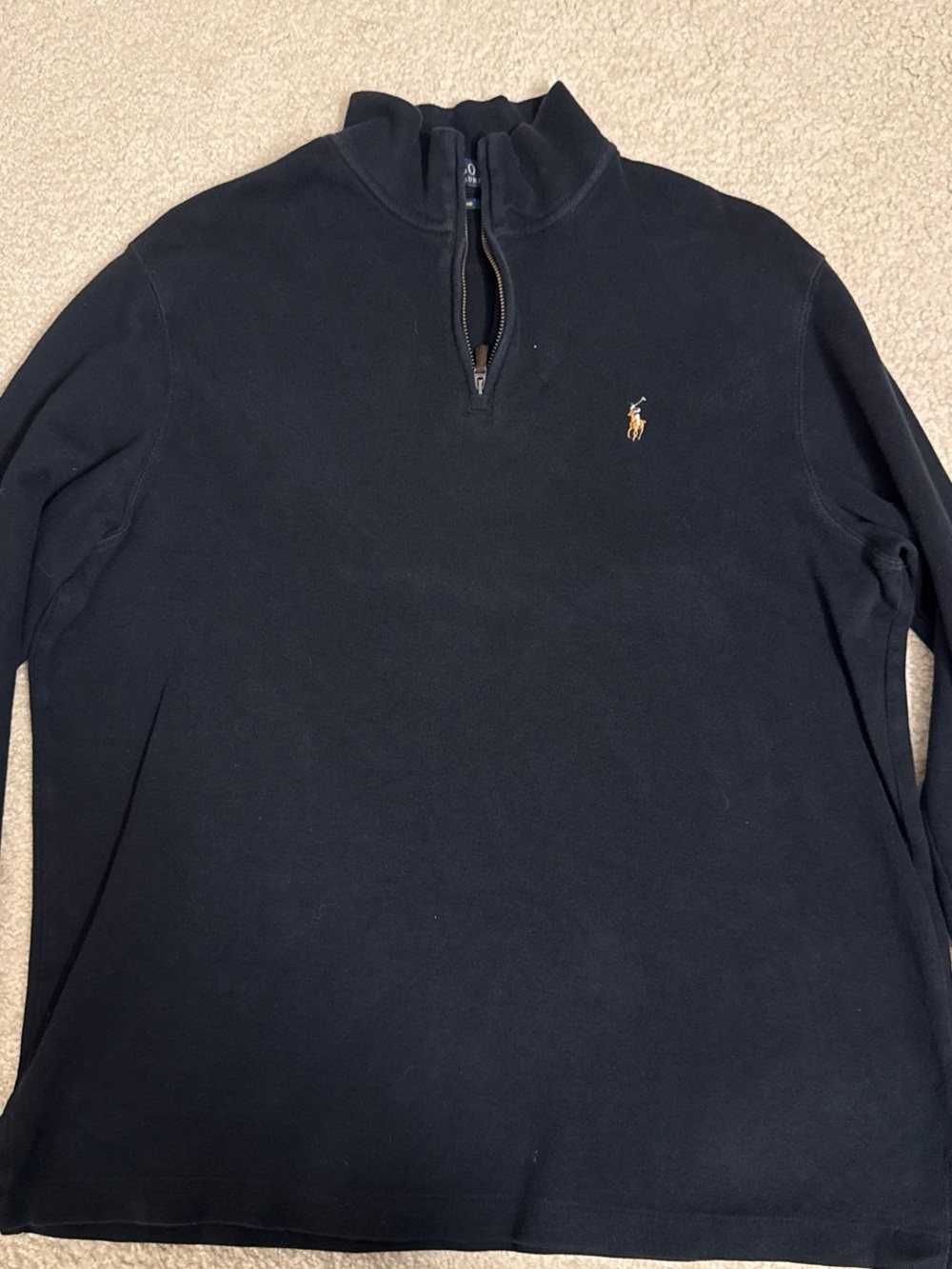 Polo by Ralph Lauren Black Quarter-Zip Sweater with Polo Pony